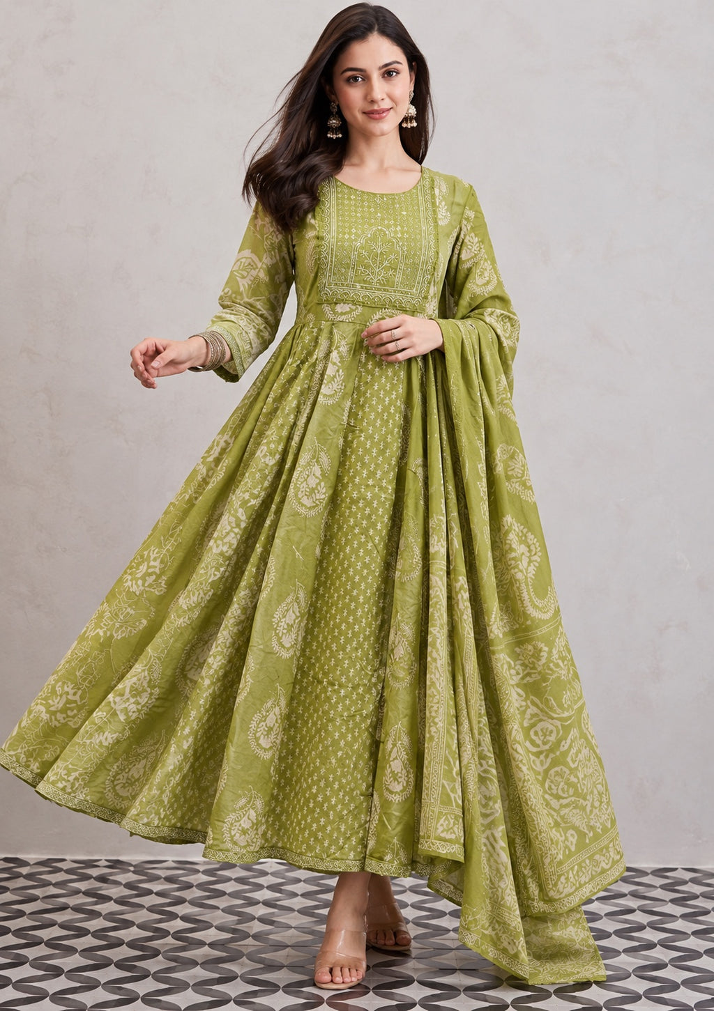 Gulnaar Floral Anarkali Set