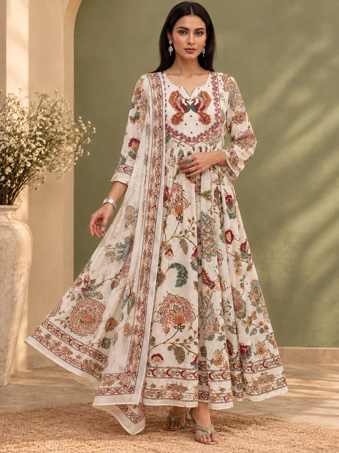 Saanjh Floral Elegance Anarkali Set