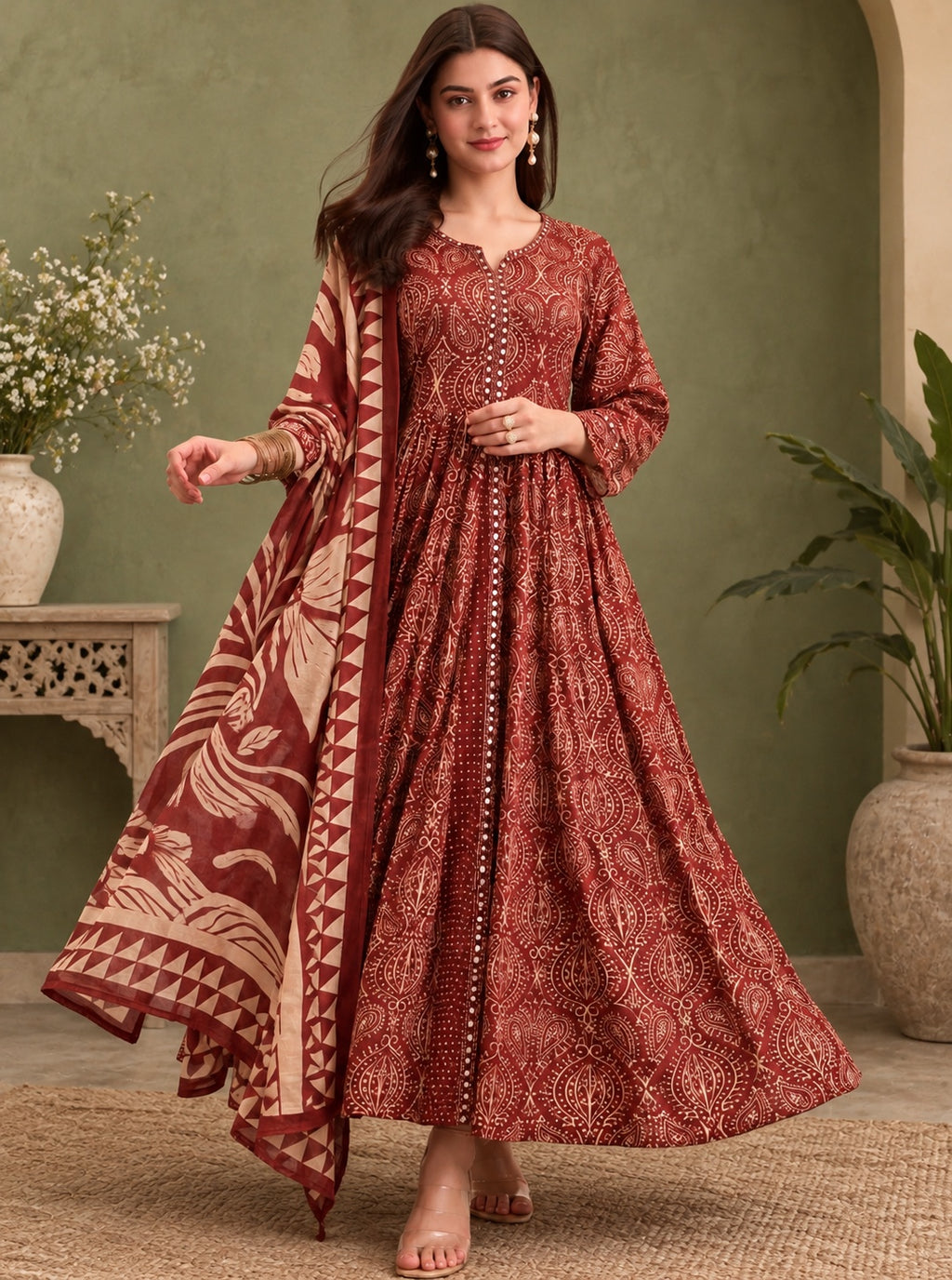 Meher Paisley Front-Slit Anarkali Set