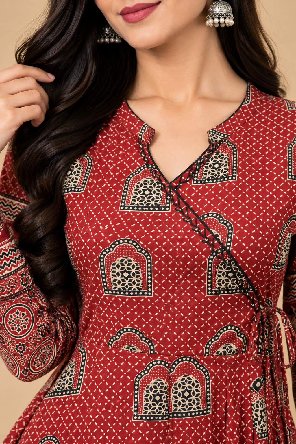 Maroon Printed Maxi Gown