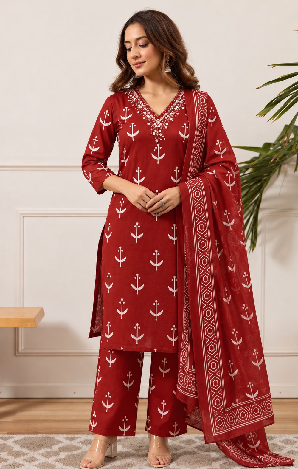 Sprig & Scroll Three-Piece Kurta Set