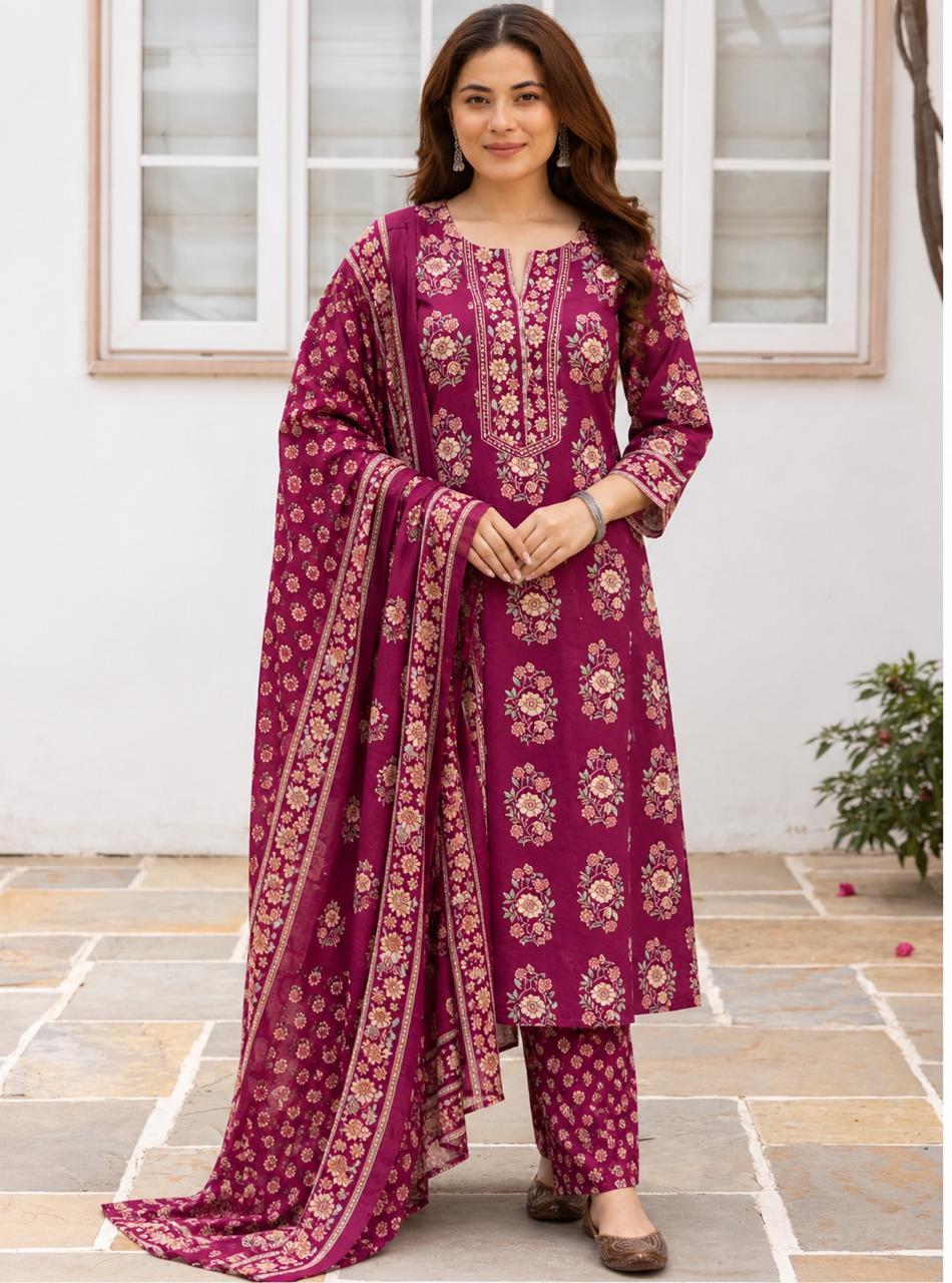 Royal Petal Three-Piece Kurta Set
