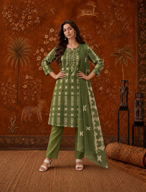 Artisan Motif Three-Piece Kurta Set