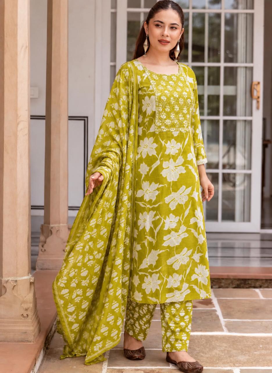 Wildflower Grace Three-Piece Kurta Set