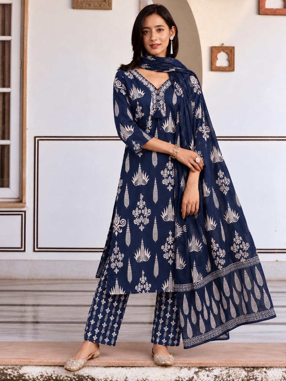 Botanical Reverie Three-Piece Kurta Set