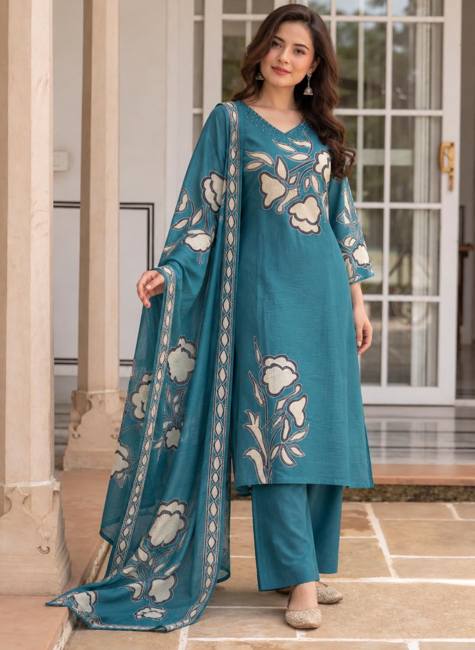 Statement Bloom Three-Piece Kurta Set