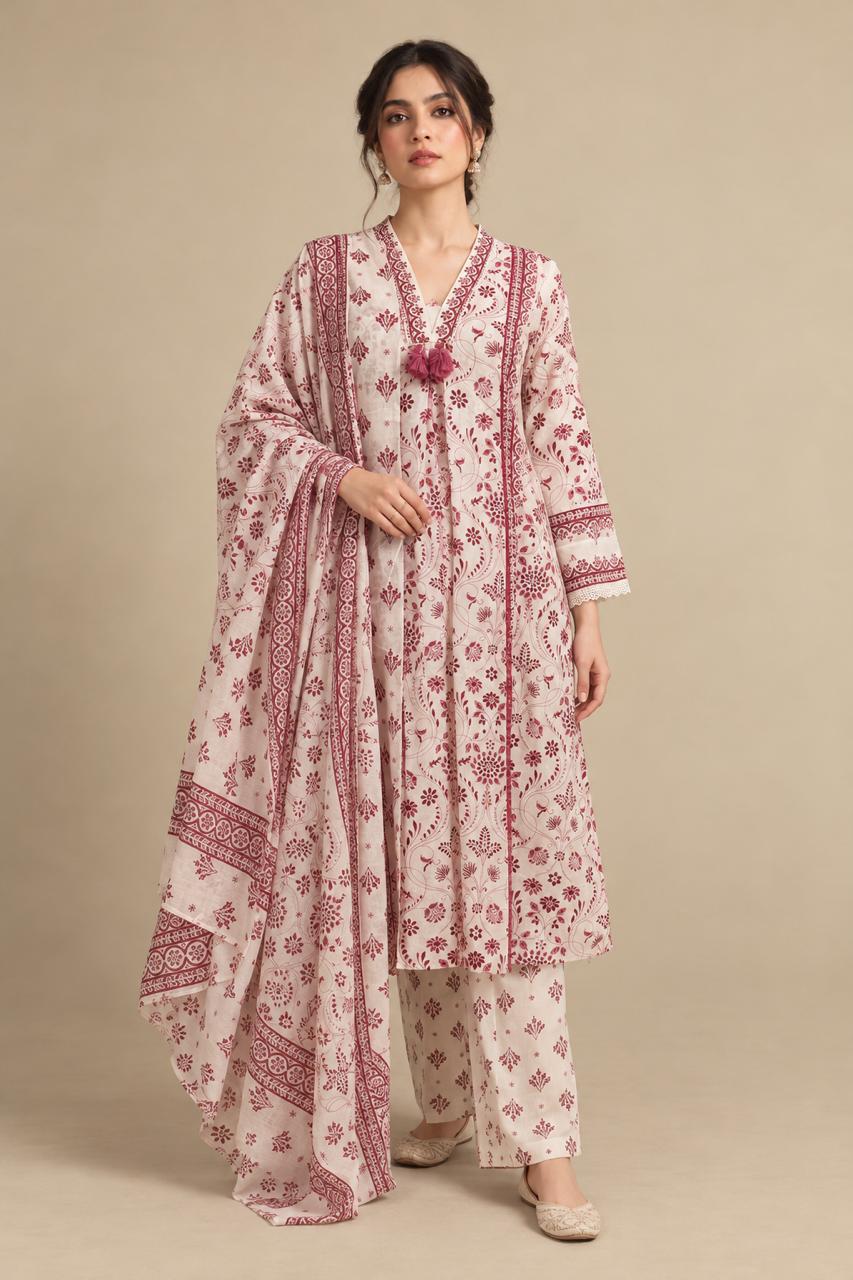 Gulnaar Floral Anarkali Suit Set