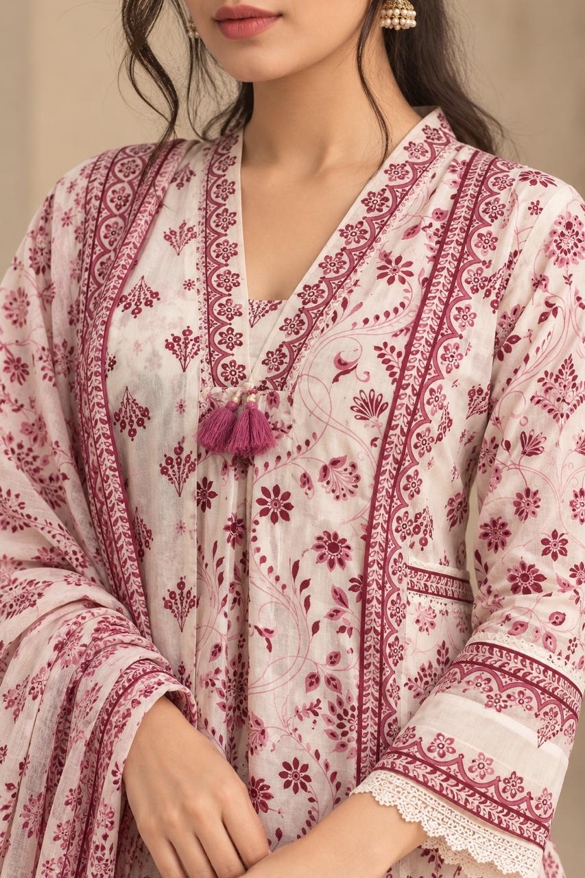 Gulnaar Floral Anarkali Suit Set