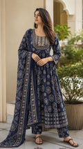 Neelam Geometric Print Anarkali Set