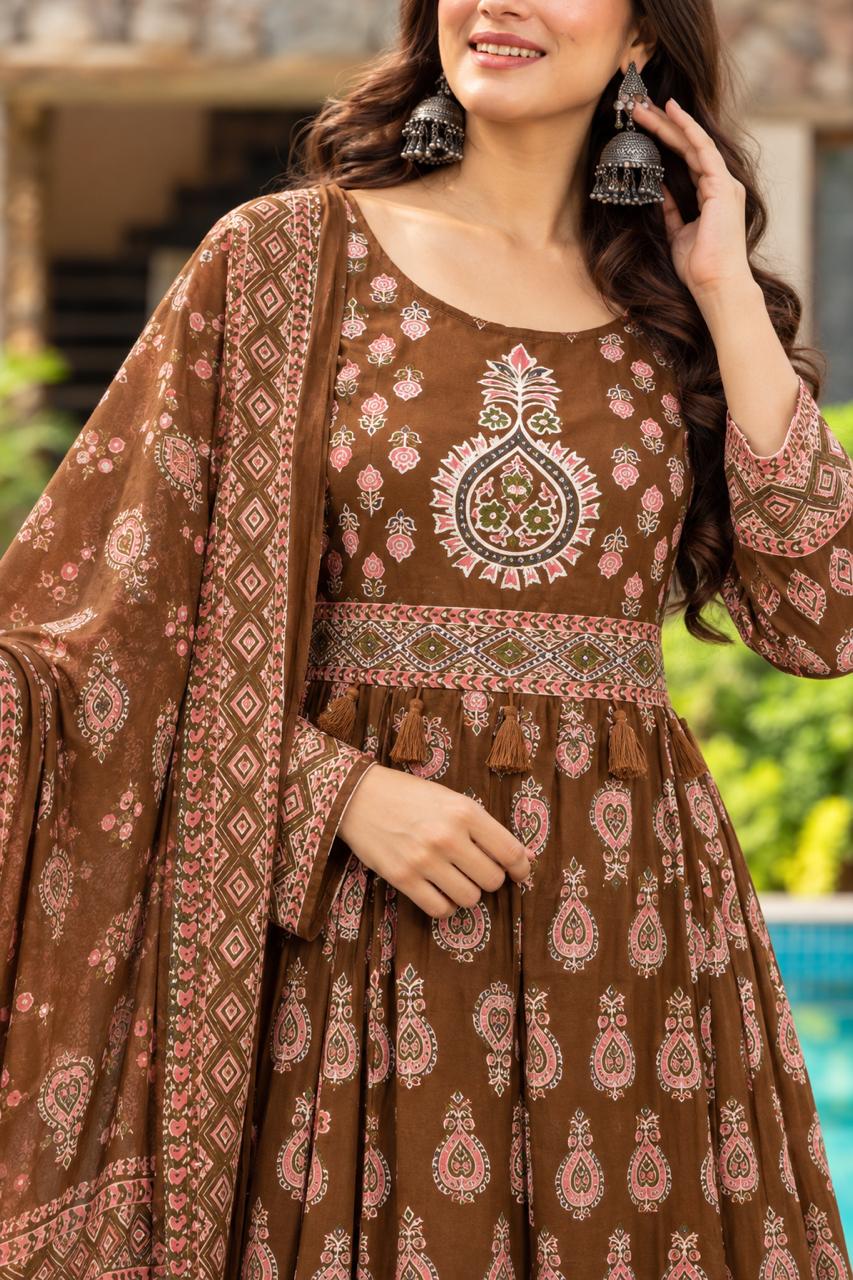 Mriganka Earthy Print Anarkali Set