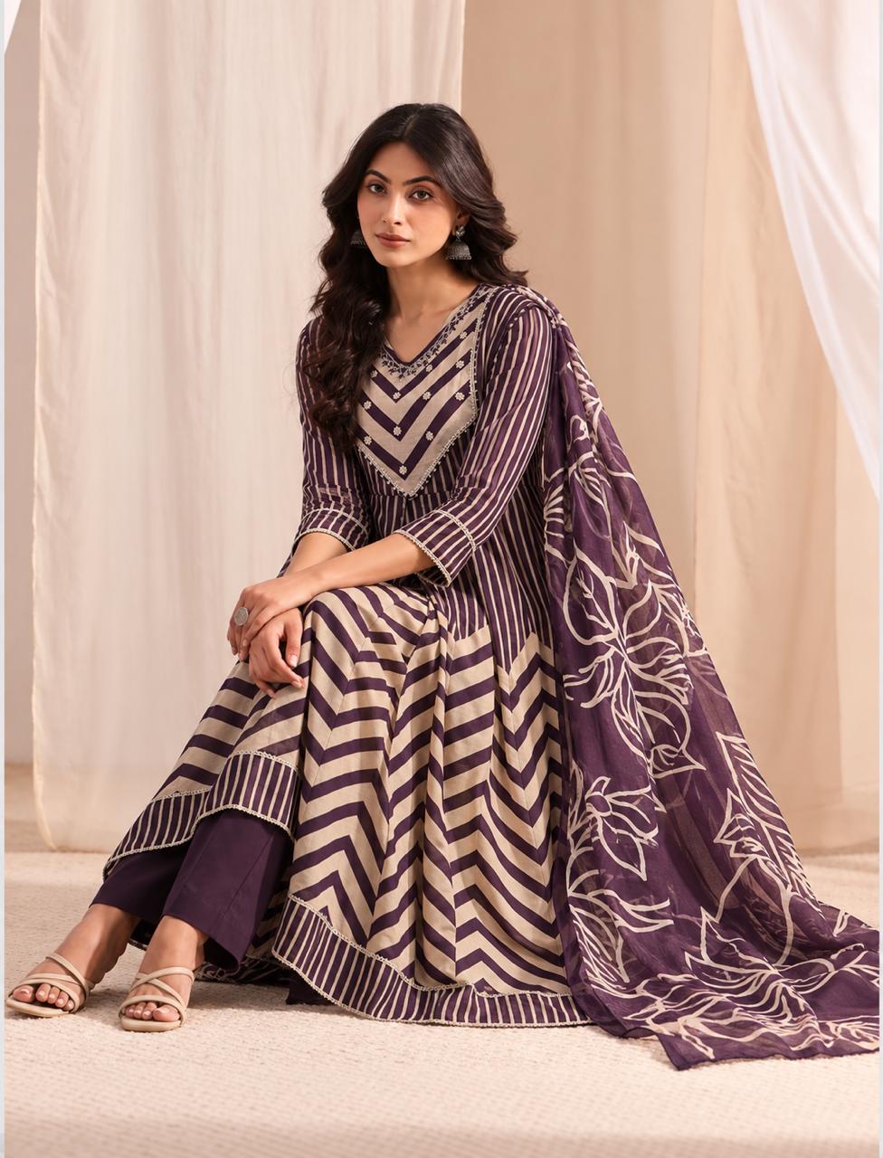 Violet Chevron Statement Suit Set