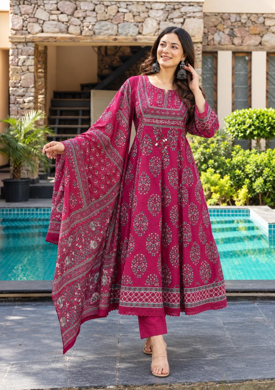 Rangrez Floral Anarkali Suit Set