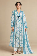 Aqua Bloom Printed Anarkali Set