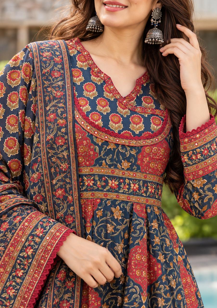 Indigo Mosaic Heritage Anarkali Set