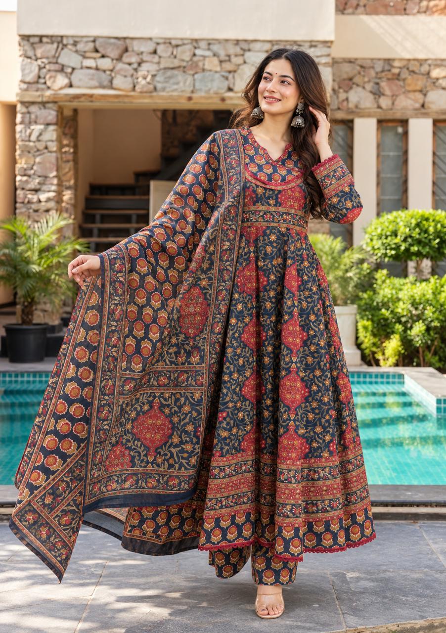 Indigo Mosaic Heritage Anarkali Set