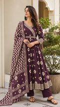 Plum Ikat-Inspired Anarkali Set