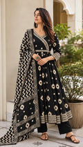 Noir Chevron Anarkali Suit Set