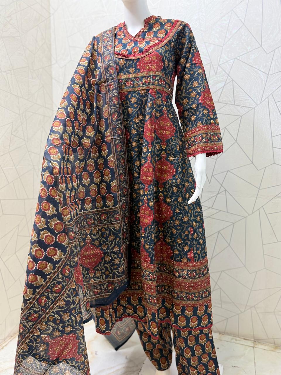 Indigo Mosaic Heritage Anarkali Set