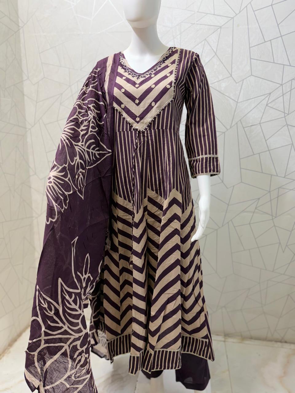 Violet Chevron Statement Suit Set