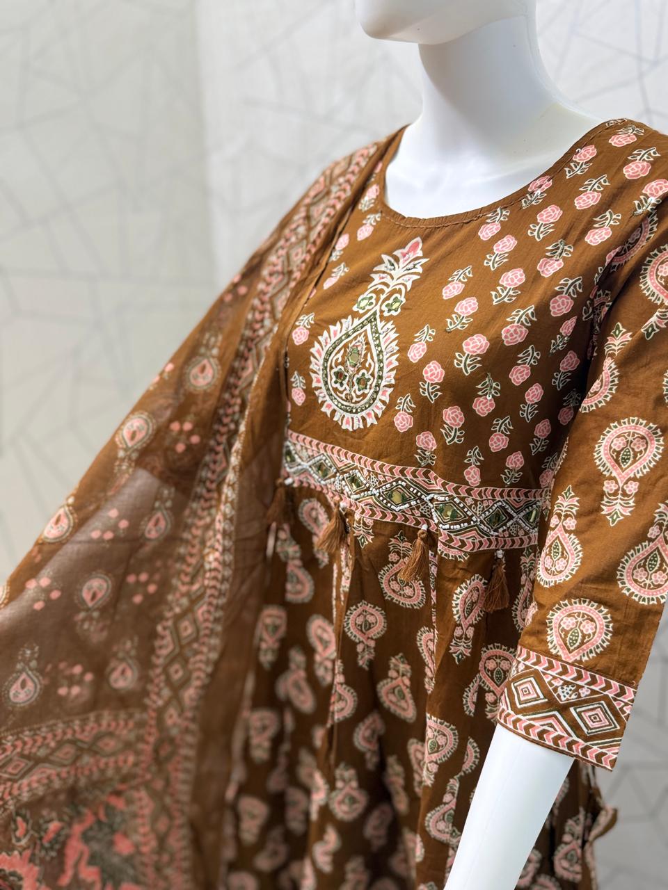 Mriganka Earthy Print Anarkali Set