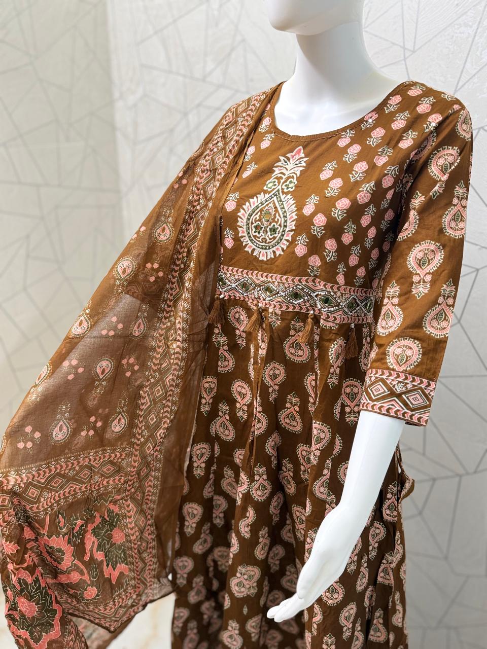 Mriganka Earthy Print Anarkali Set