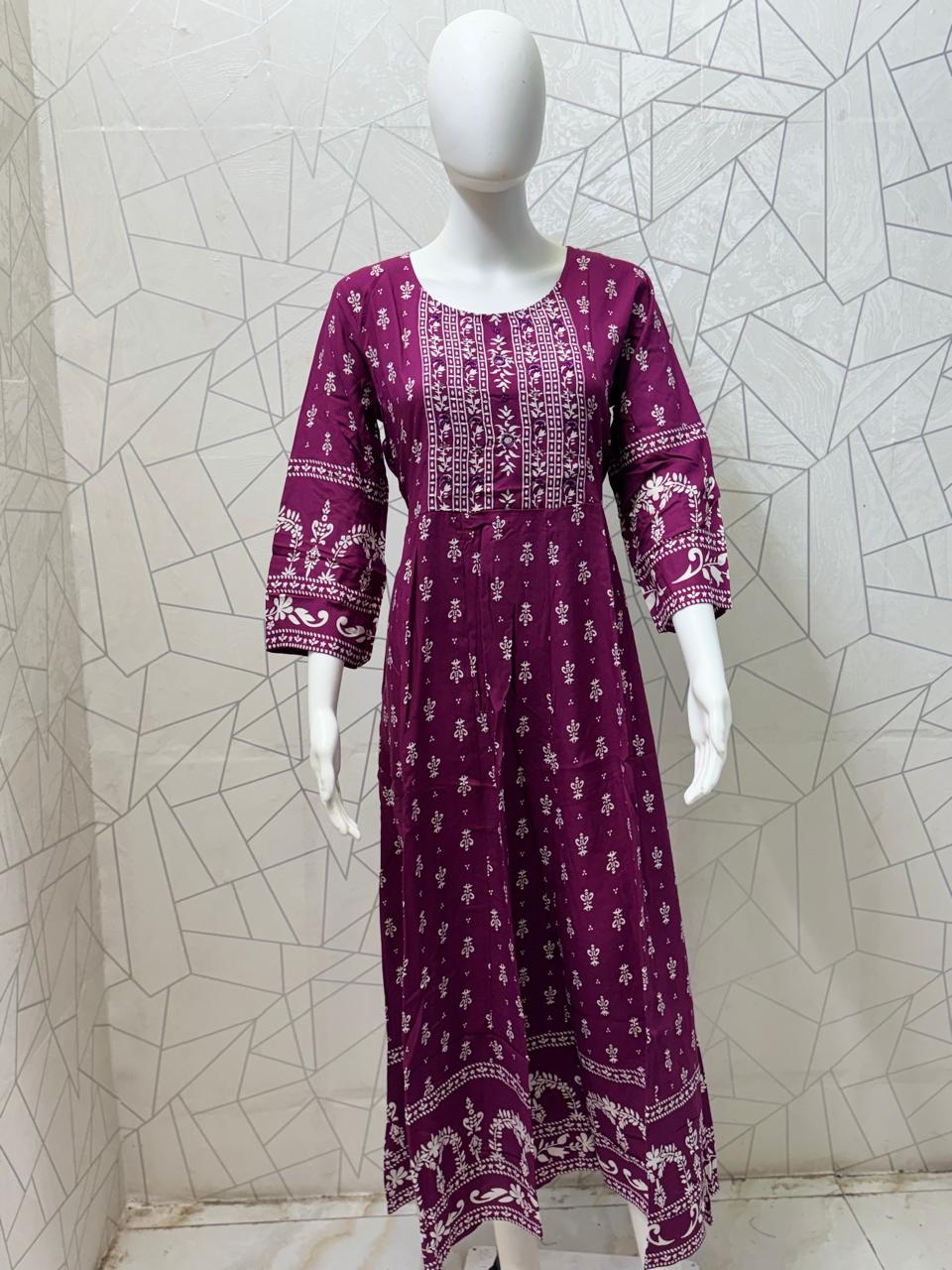 Deep Plum Floral Maxi Gown