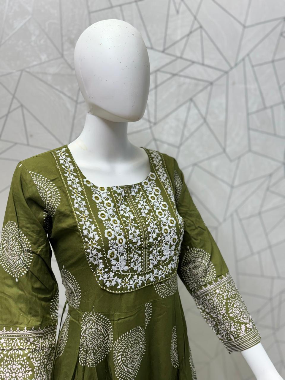 Sage Green Floral Maxi Gown