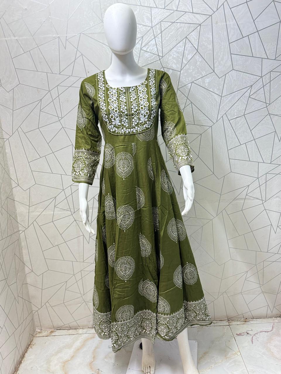 Sage Green Floral Maxi Gown