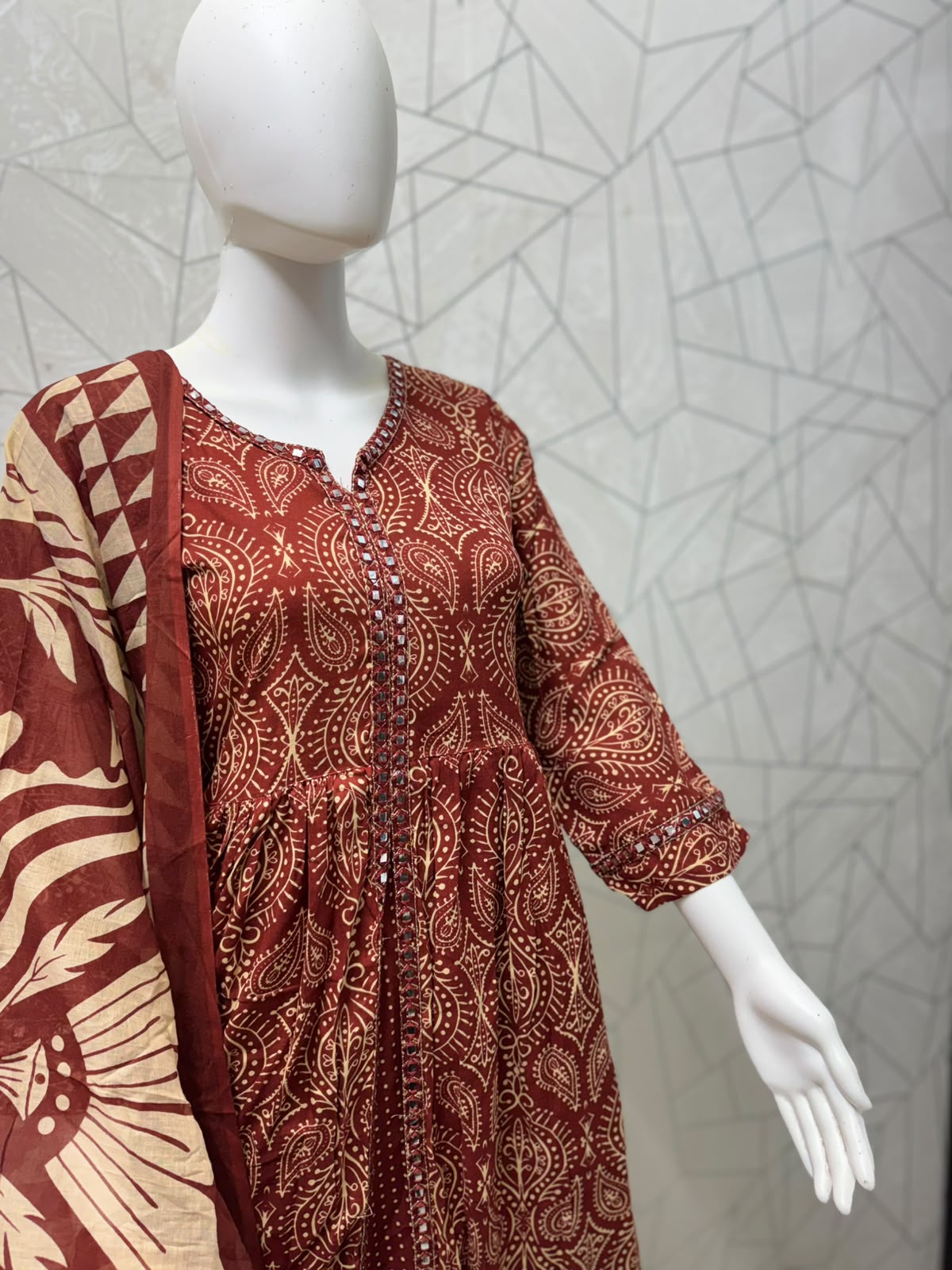 Meher Paisley Front-Slit Anarkali Set