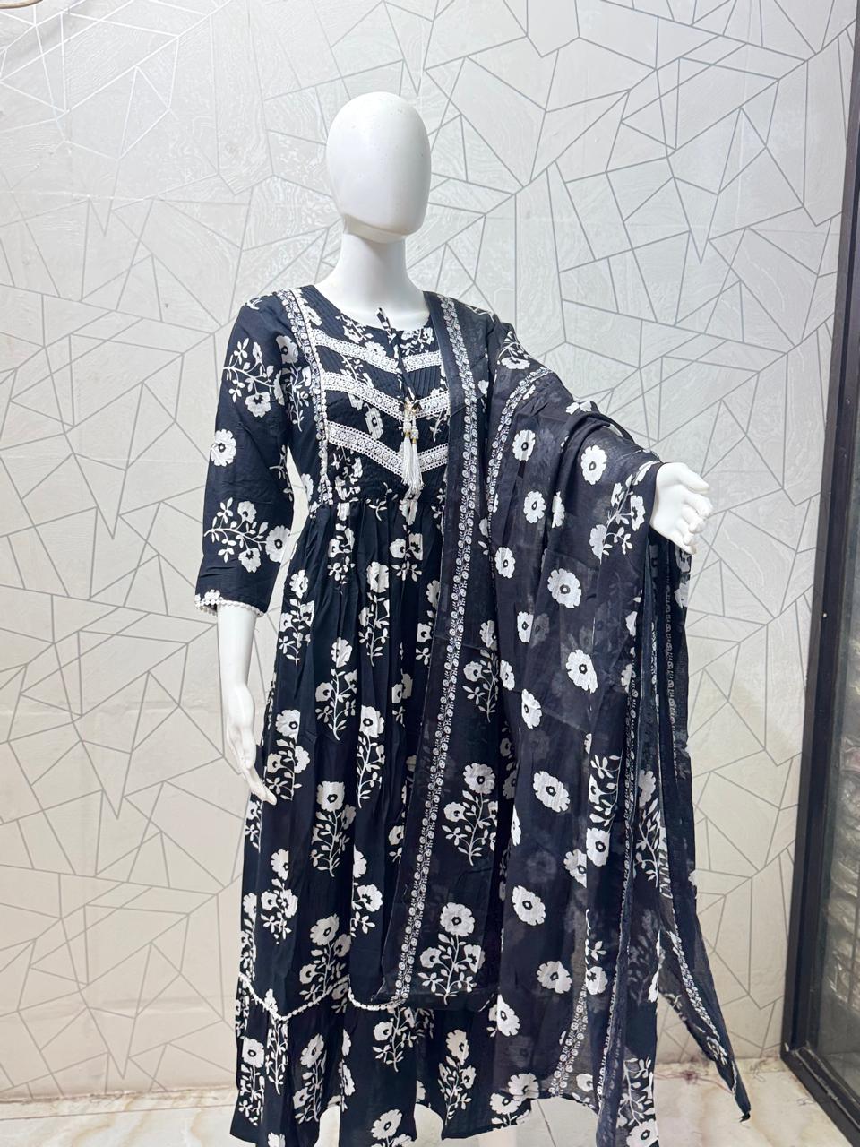Afsana Floral Tiered Anarkali Set