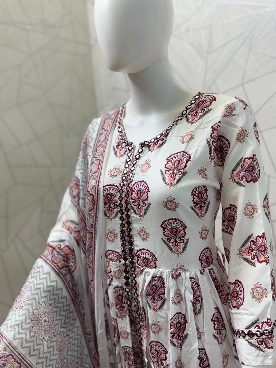 Inaya Heritage Print Front-Slit Anarkali Set