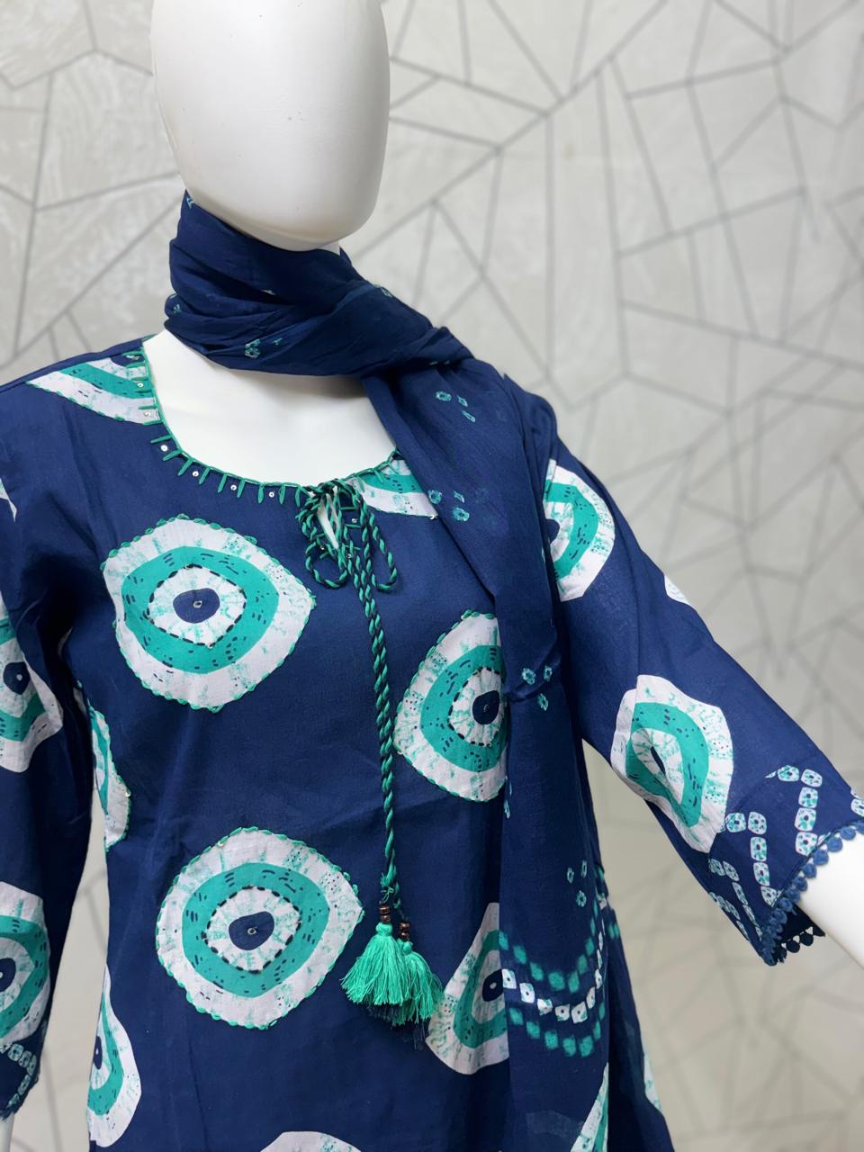 Eclipse Motif Three-Piece Kurta Set