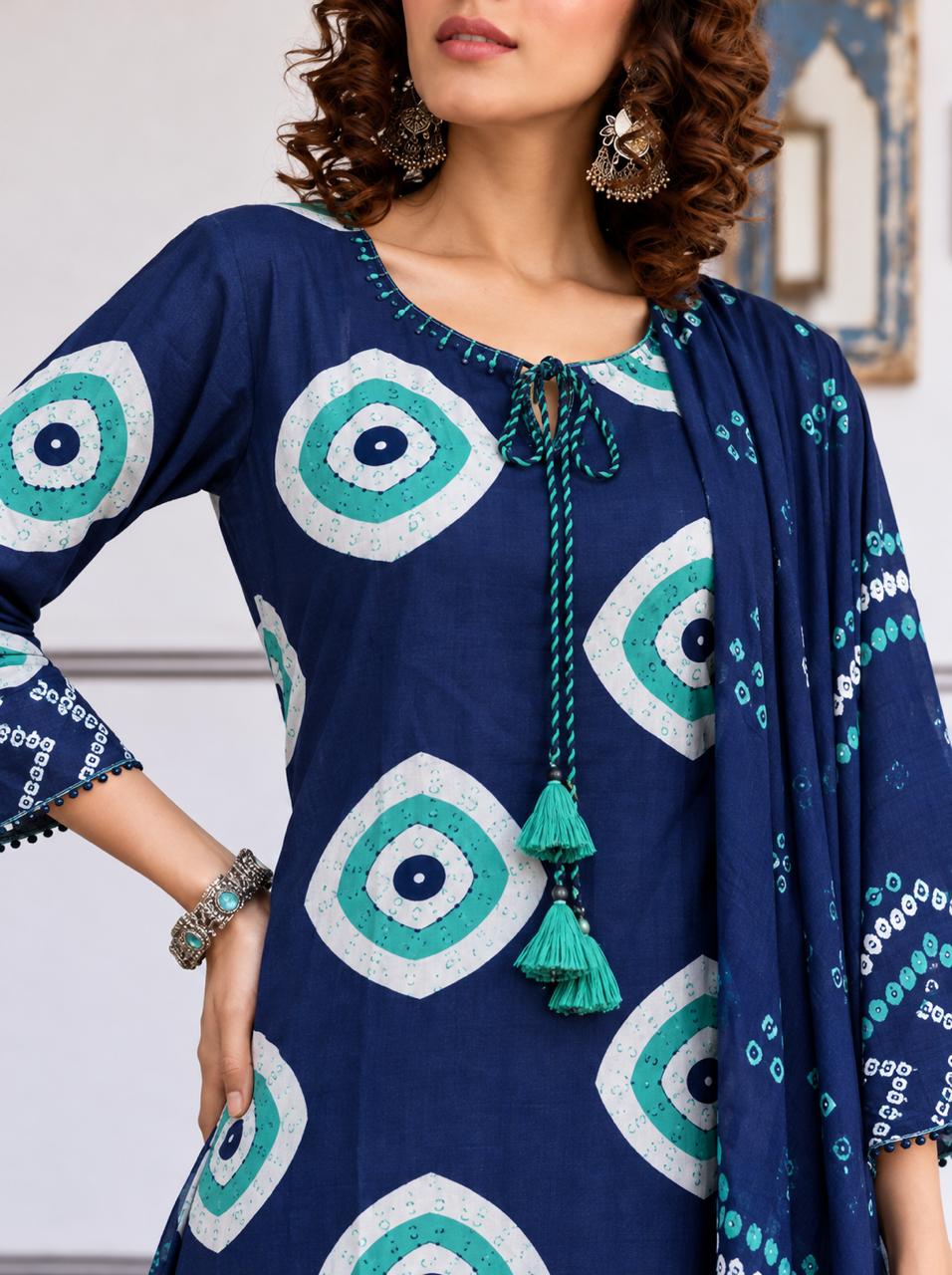 Eclipse Motif Three-Piece Kurta Set