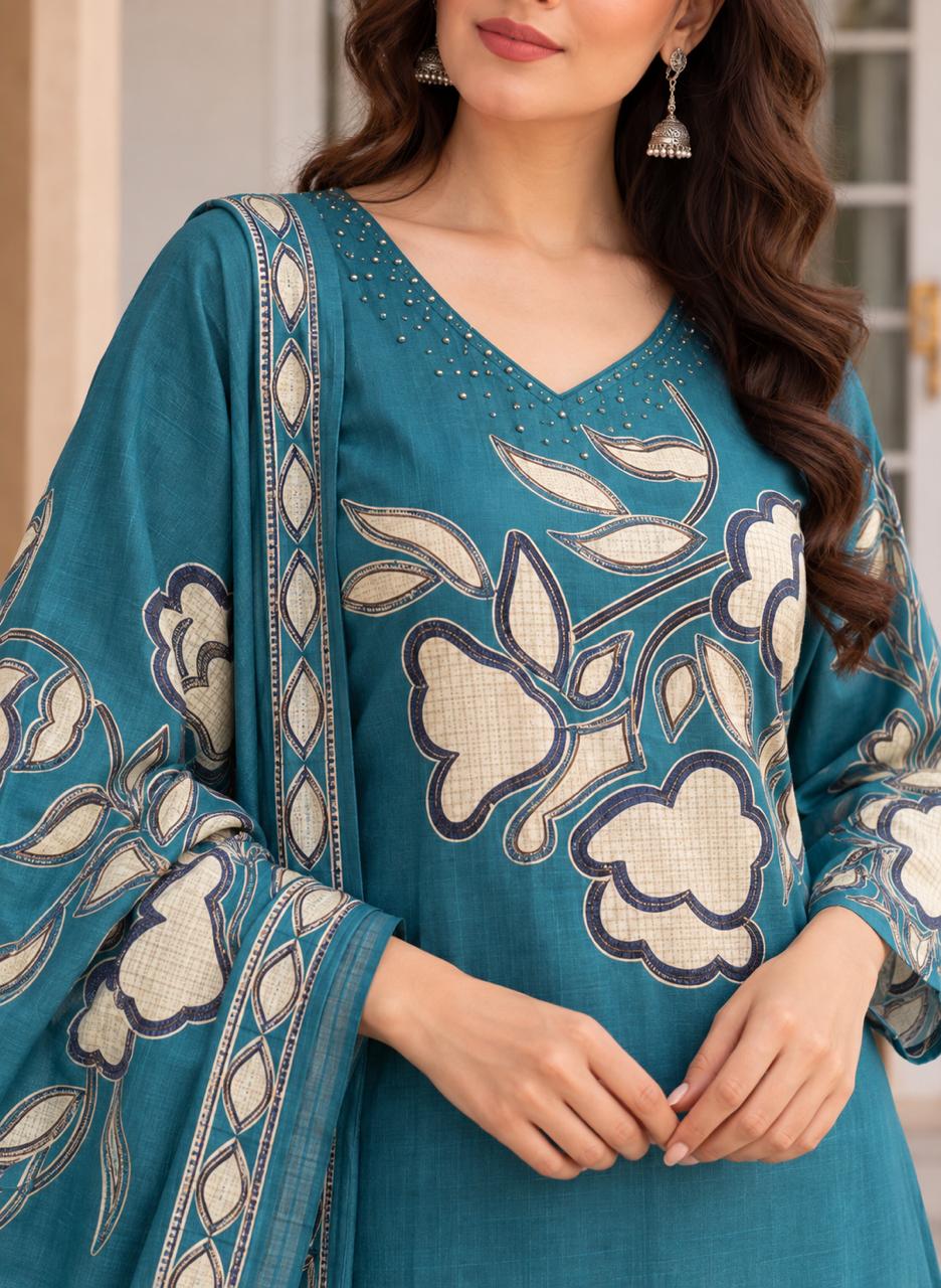 Statement Bloom Three-Piece Kurta Set