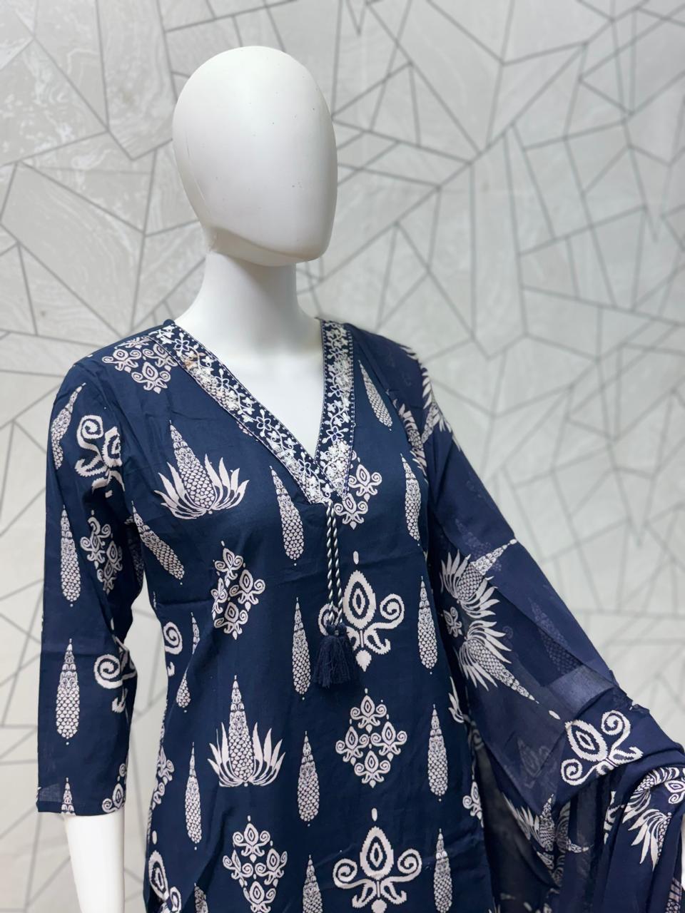Geometric Heritage Three-Piece Kurta Set