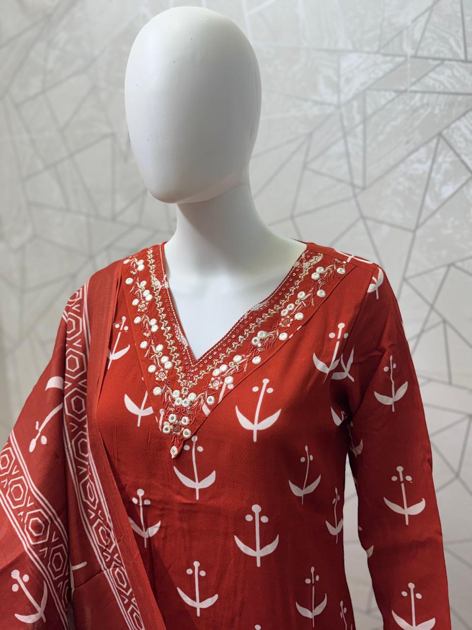 Sprig & Scroll Three-Piece Kurta Set
