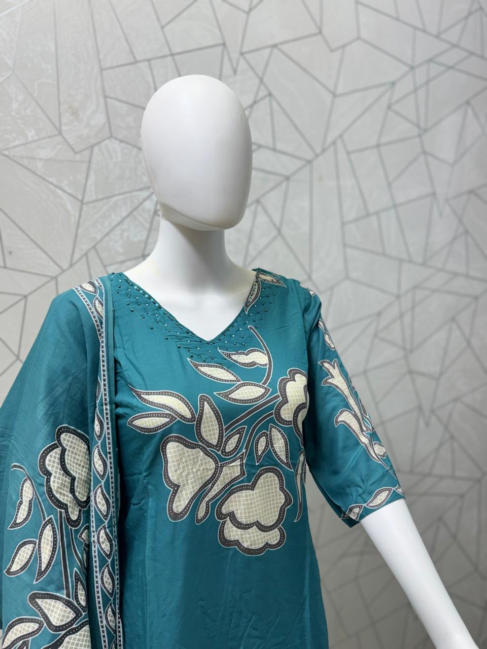 Statement Bloom Three-Piece Kurta Set