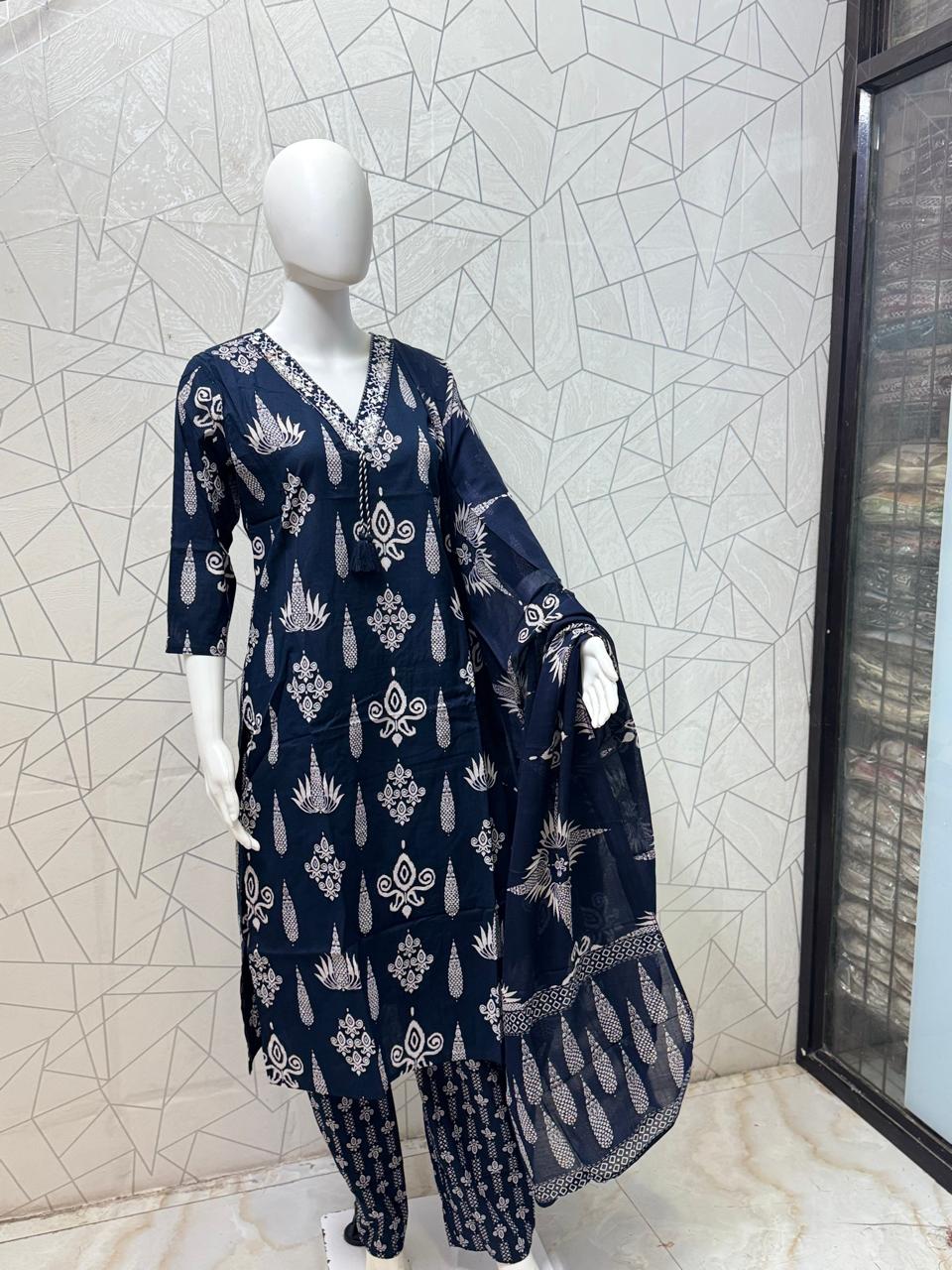 Geometric Heritage Three-Piece Kurta Set