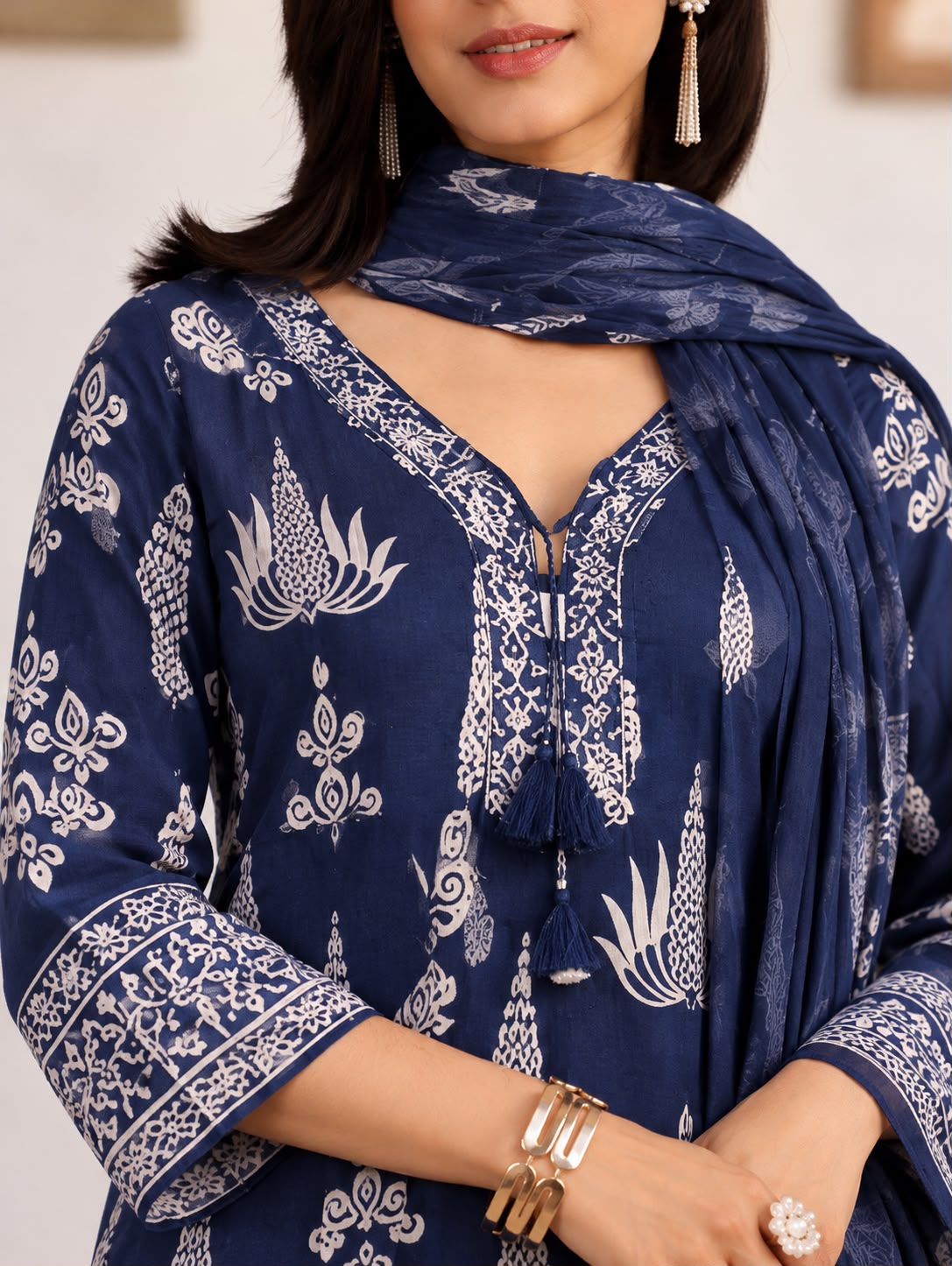 Geometric Heritage Three-Piece Kurta Set