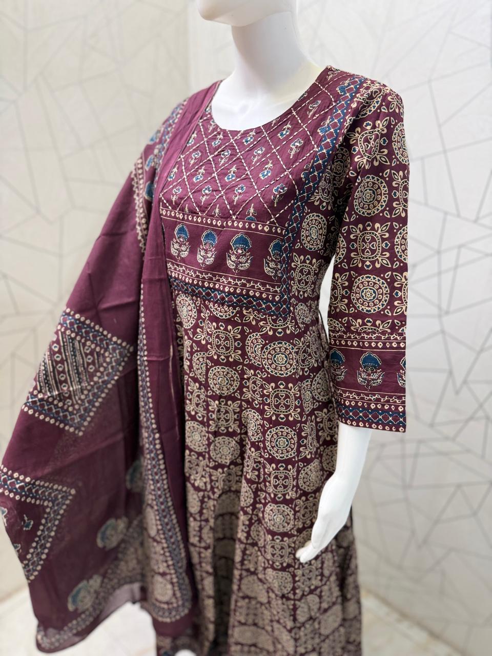 Zehra Maroon Heritage Anarkali Set