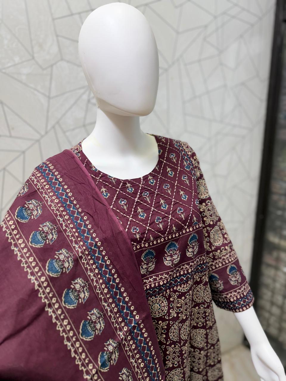 Zehra Maroon Heritage Anarkali Set