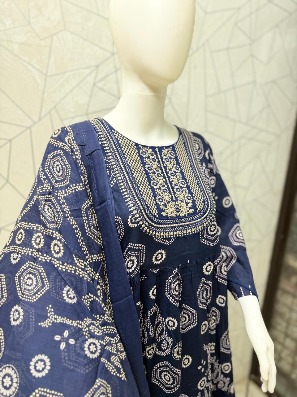 Neelam Geometric Print Anarkali Set