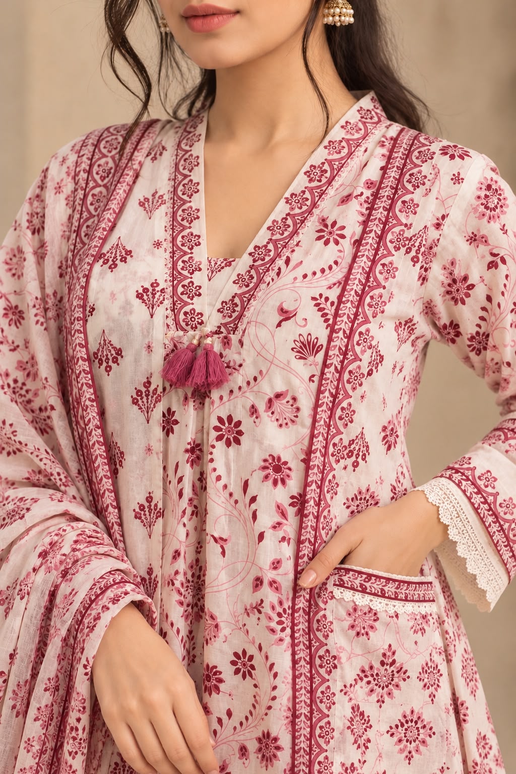 Gulnaar Floral Anarkali Suit Set